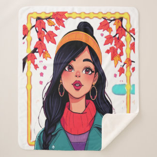 Manta Sherpa Grande de Niña de Otoño – Grande y Ac