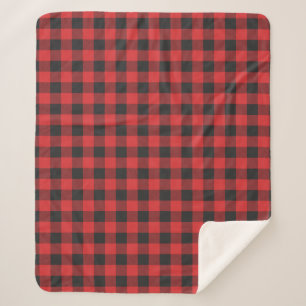 Manta Sherpa Granja Red Black Plaid