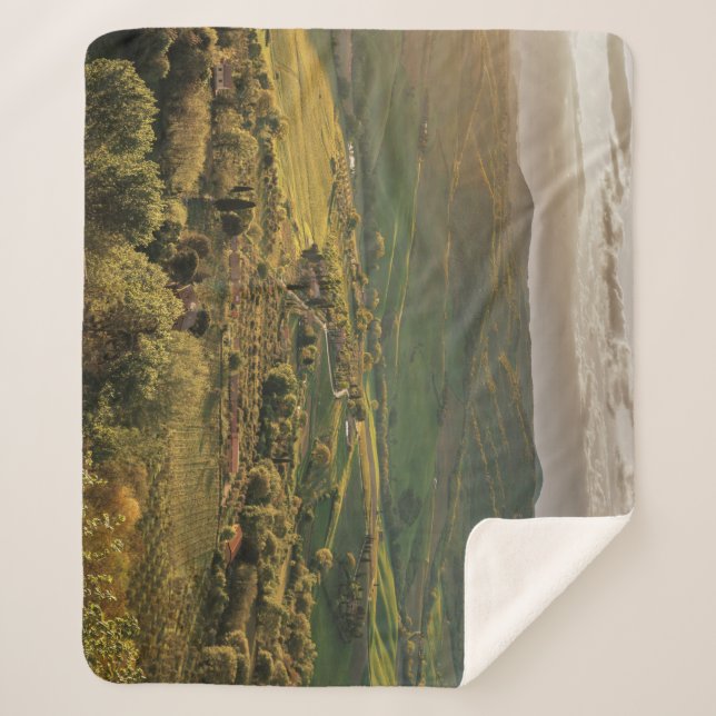 Manta Sherpa Granjas rurales italianas, puesta de sol toscana. (Anverso)