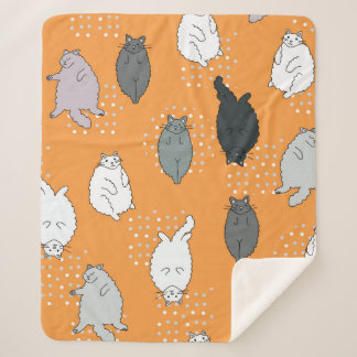 Manta Sherpa Grasa, los gatos esponjosos yacen sobre sus espald