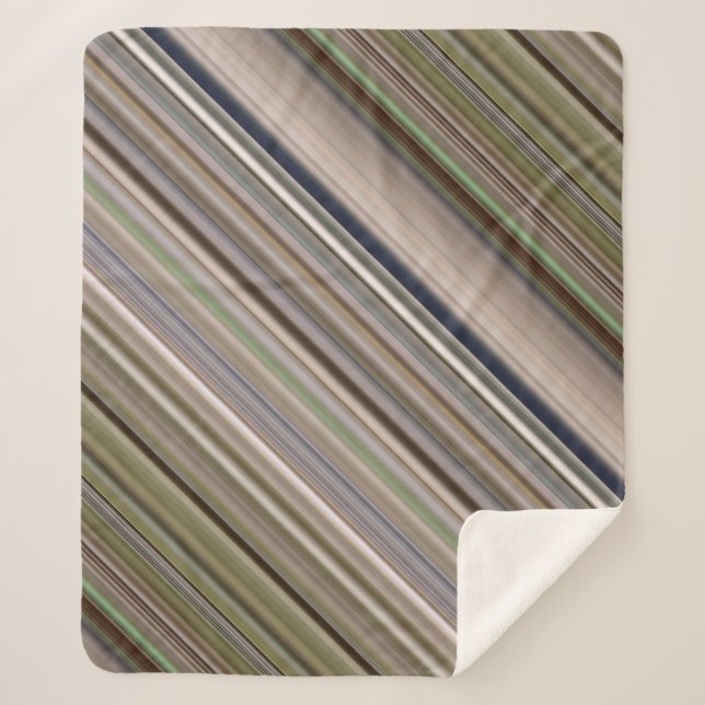 Manta Sherpa Grasas de otoño marrón y franja verde (Anverso)