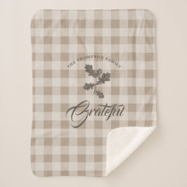 Manta Sherpa Gratitud De Otoño Foliage Taupe Placa