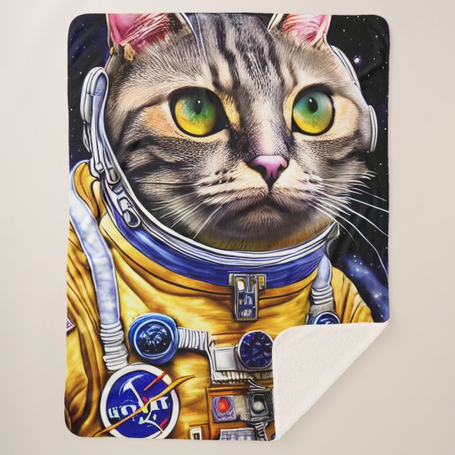 Manta Sherpa Grave arte de gato astronauta (Anverso)