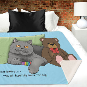 Manta Sherpa Gray Cat Teddy Bear