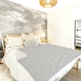 Manta Sherpa Gray Cube Line Pattern Sherpa Blanket