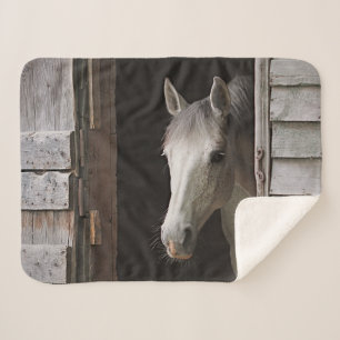 Manta Sherpa Gray Mare Horse Animals Sherpa Fleece Blanket
