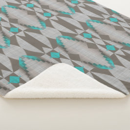 Manta Sherpa Gray Taupe Aqua Turquoise Arte Tribal Azul Verde a