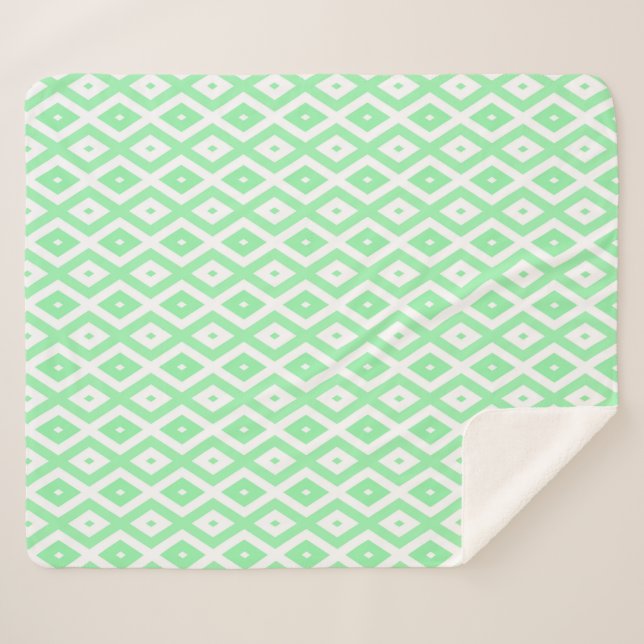 Manta Sherpa Green and white diamond pattern (Anverso (horizontal))