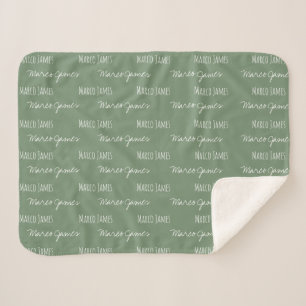 Manta Sherpa Green Baby Boy Blanket Nombre personalizado repeti