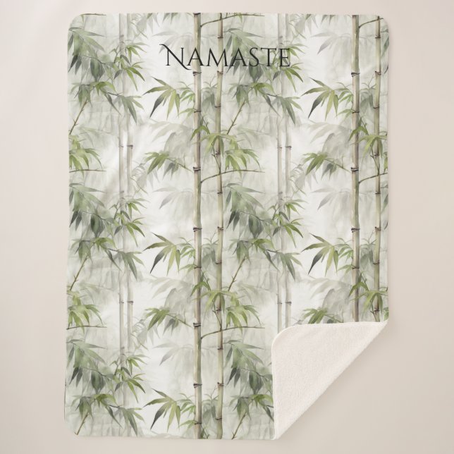 Manta Sherpa Green Bamboo Mindfulness Yoga (Anverso)