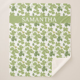Manta Sherpa Green Cloverleaf St Patrick Day Custom Name