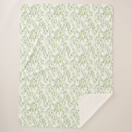 Manta Sherpa Green Leaves