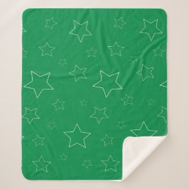 Manta Sherpa Green Stars Sherpa Blanket