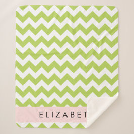 Manta Sherpa Green Zigzag, Green Chevron, Tu Nombre