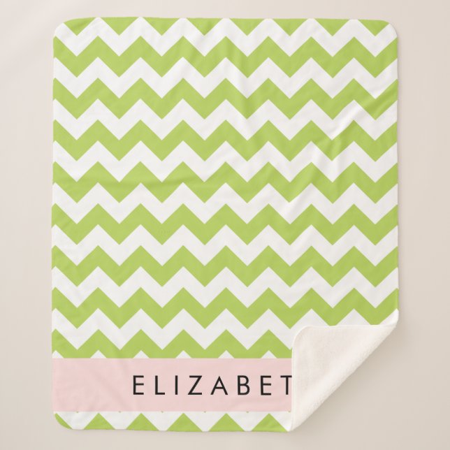 Manta Sherpa Green Zigzag, Green Chevron, Tu Nombre (Anverso)