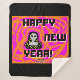 Manta Sherpa Greys New Year Greetings Medium Sherpa Blanket