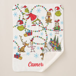 Manta Sherpa Grinch clásico   Grinch & Max con Sleigh