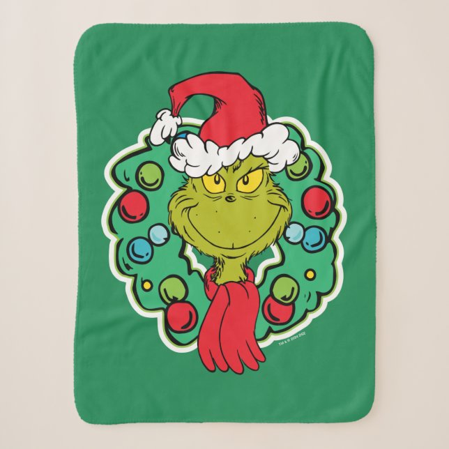 Manta Sherpa Grinch | Corona de Navidad (Anverso)