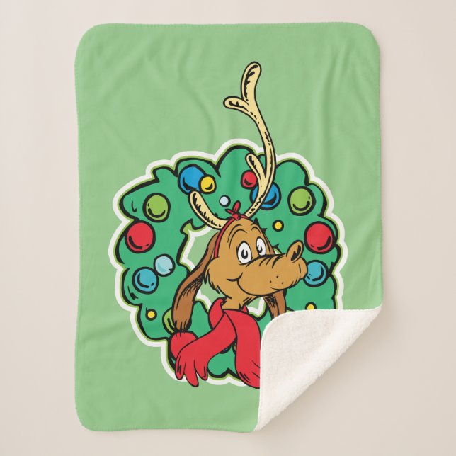 Manta Sherpa Grinch | Corona de Navidad Max (Anverso)