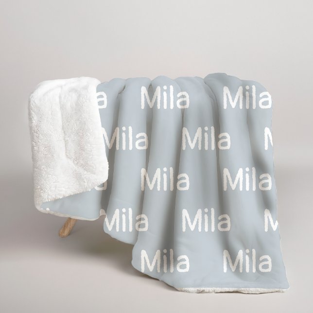 Manta Sherpa Gris Azul con Nombre Personalizado pa (Bridesmaid gift custom blanket, Custom new mom sherpa blanket, Cozy winter blanket gift for grandma,)