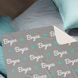 Manta Sherpa Gris con Estrellas Azules nombre repetitivo