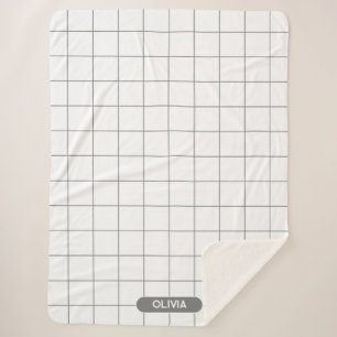 Manta Sherpa Gris de cuadrícula