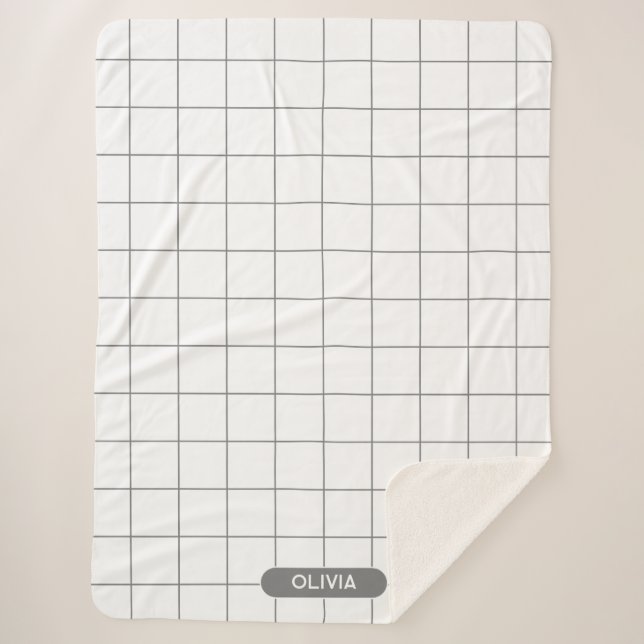 Manta Sherpa Gris de cuadrícula (Anverso)