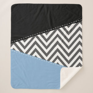 Manta Sherpa Gris Zigzag, Gris Chevron, Zigzag Pattern, Azul