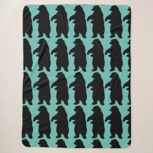 Manta Sherpa GRIZZY BEAR BLUE Sherpa Blanket