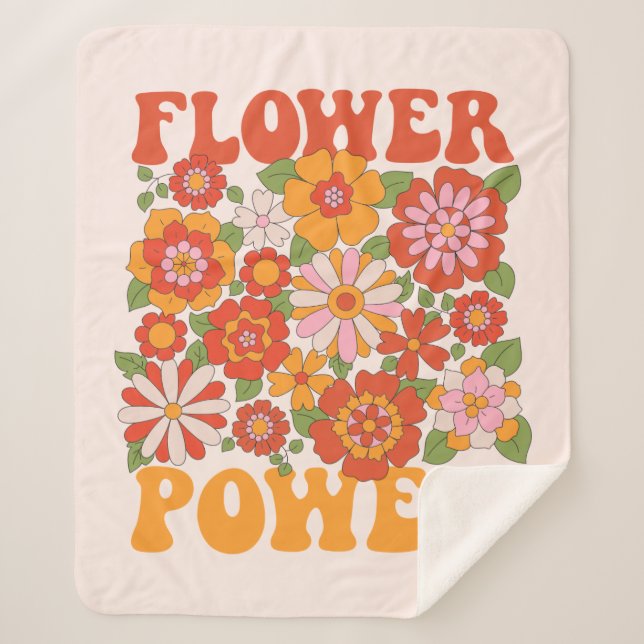 Manta Sherpa Groovy Flower Power Graphic (Anverso)
