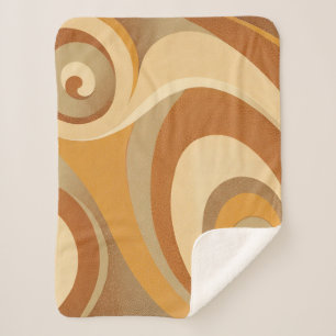 Manta Sherpa Groovy Naranja Gold Brown Mid Century Moderno Pequ