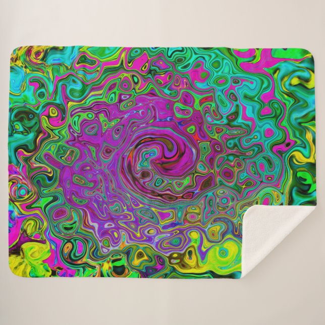 Manta Sherpa Groovy Púrpura Resumen Remo Láquido Líquido Swirl (Anverso (horizontal))