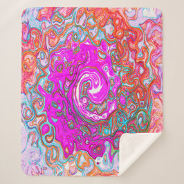 Manta Sherpa Groovy púrpura y Naranja Resumen Swirl retro