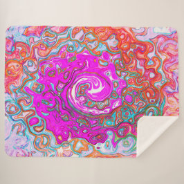 Manta Sherpa Groovy púrpura y Naranja Resumen Swirl retro