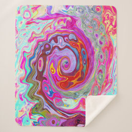Manta Sherpa Groovy Resumen Retro Pink caliente y Blue Swirl