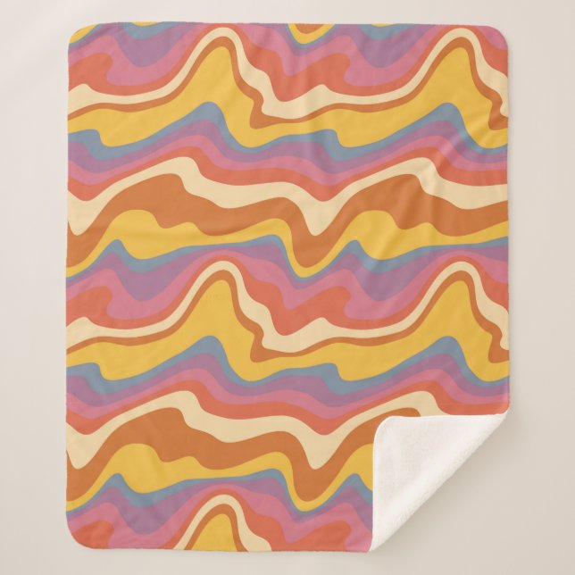 Manta Sherpa Groovy Retro Pattern (Anverso)