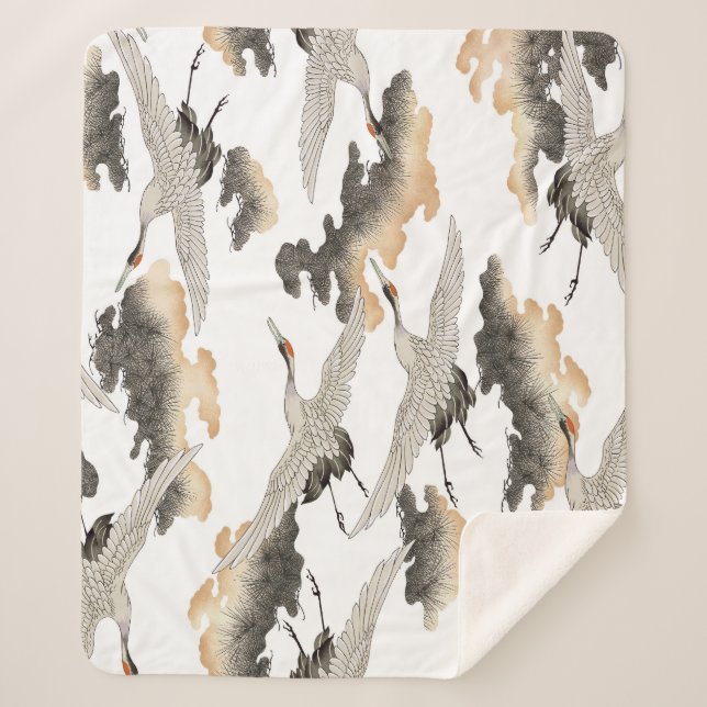 Manta Sherpa Grúa de estilo japonés: diseño elegante. (Anverso)