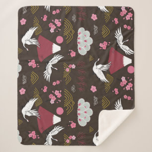 Manta Sherpa Grullas Japonesas: Patrón tradicional sin foco