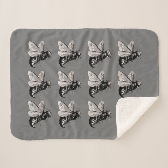 Manta Sherpa Grupo de cráneos de abejas góticas sobre gris alga (Anverso (horizontal))