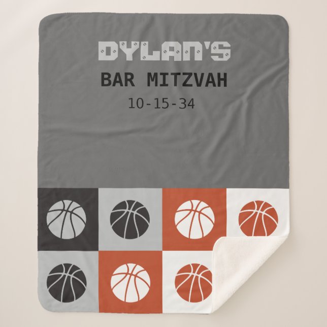 Manta Sherpa GUAY BASKETBALL Bar Mitzvah Regalo a casa (Anverso)