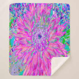 Manta Sherpa Guay Blue y Purple Artsy Dahlia Bloom