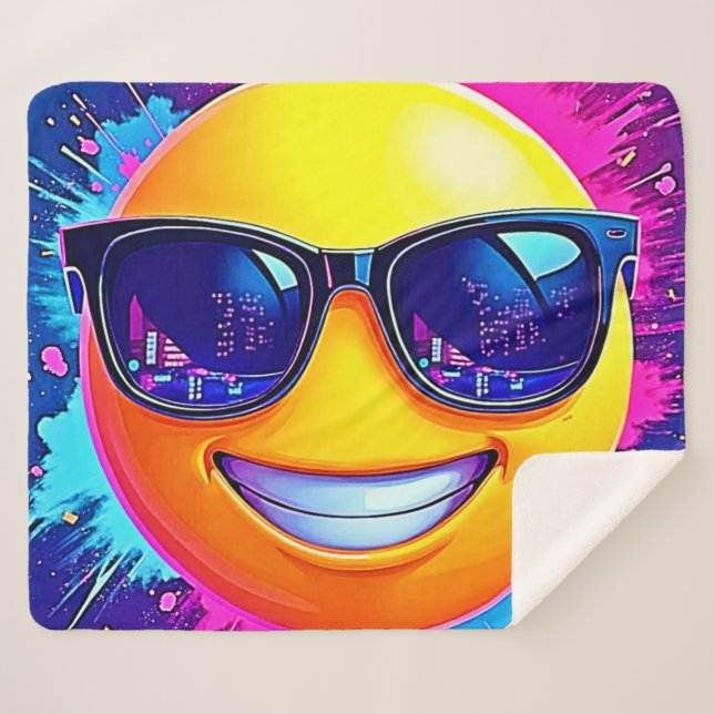 Manta Sherpa Guay 😎 Emoji Splash Fun (Anverso (horizontal))