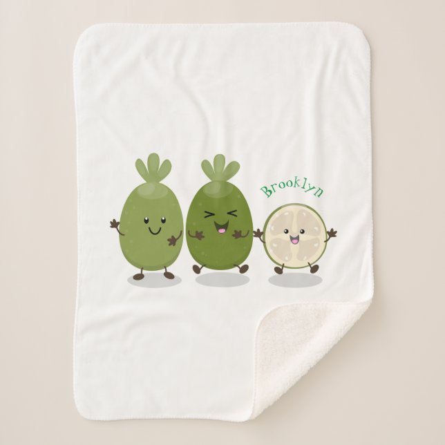 Manta Sherpa Guayaba feijoa personalizado de piña de cuña ilust (Anverso)