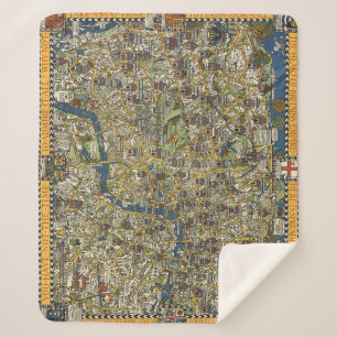 Manta Sherpa Guía Vintage De Londres