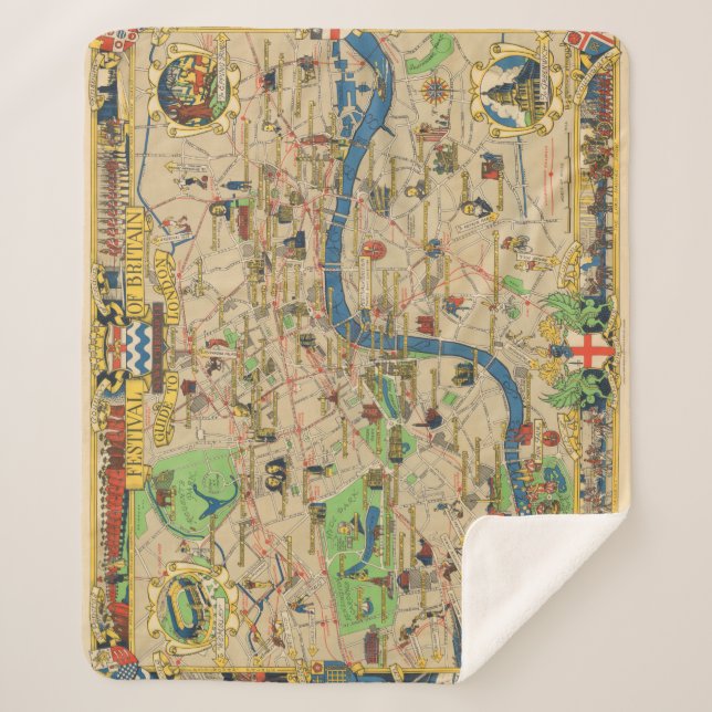 Manta Sherpa Guía Vintage De Londres (Anverso)