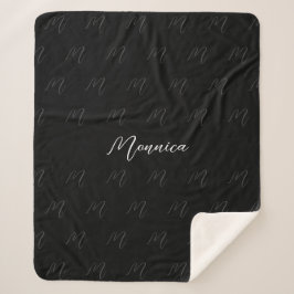 Manta Sherpa Guión elegante negro personalizado