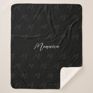 Manta Sherpa Guión elegante negro personalizado
