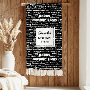 Manta Sherpa Guión negro elegante Día de la Madre Personalizado