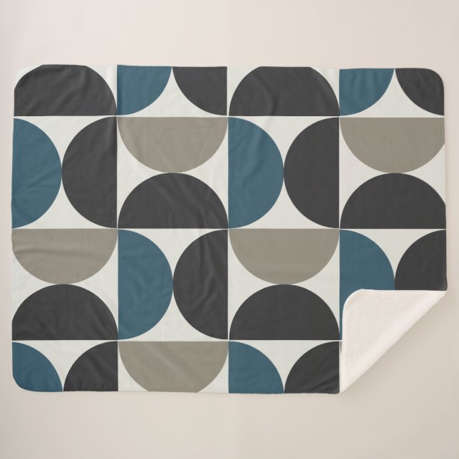 Manta Sherpa Gunmetal Gris Azul Moderno De Mediano Siglo (Anverso (horizontal))