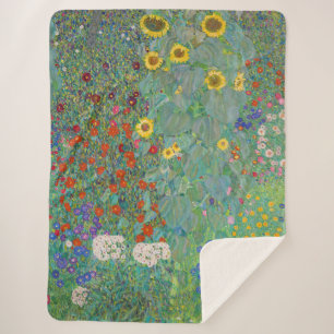 Manta Sherpa Gustav Klimt - Jardín de campo con girasoles